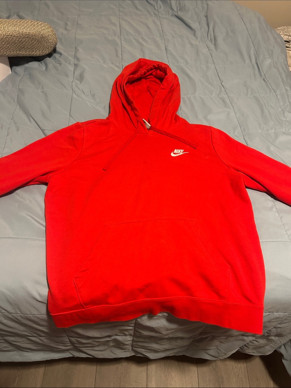 Nike Men’s Red Crewneck Hoodie with White Swoosh